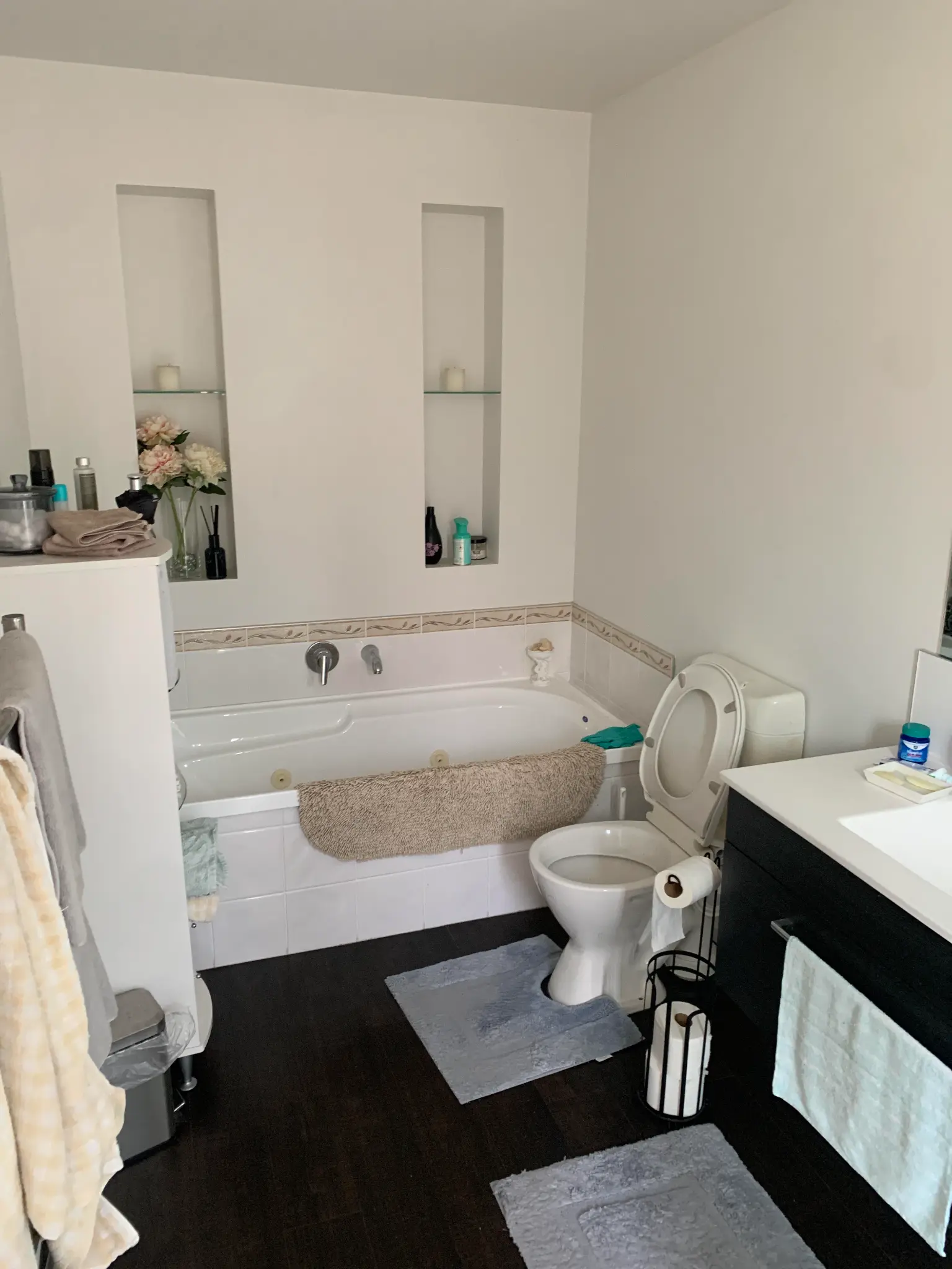 Existing Christchurch bathroom with a built-in bath before the walk-in shower conversion